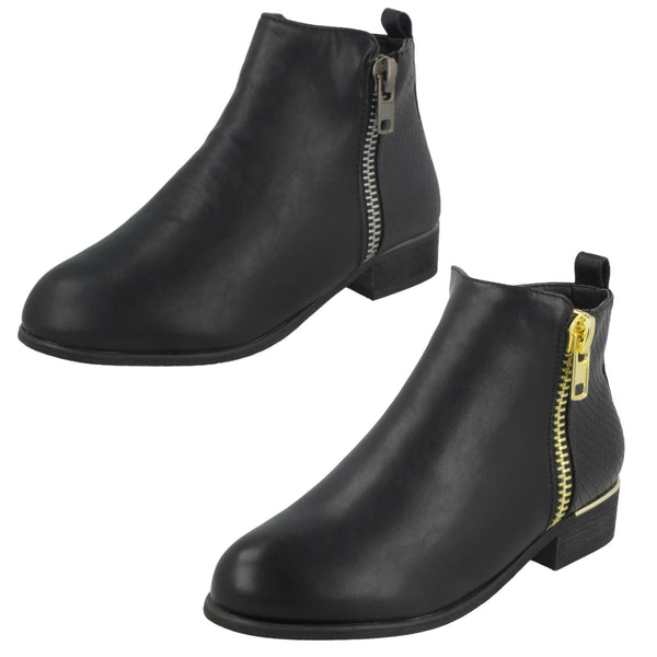 Girls Spot On Side Zip Ankle Boots H5068