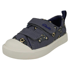 Childrens Clarks Pattern Detailed Light Weight Canvas Shoes City Bright