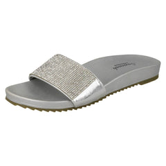 Ladies Savannah Flat Diamante Vamp Mules