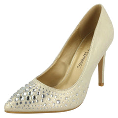 Ladies Spot On Diamante Court Shoes F90061