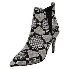 Ladies Spot On Snake Print Ankle Boots F50990