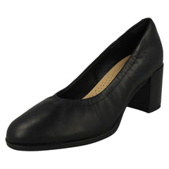 Ladies Clarks Slip On Block Heeled Court Shoes Freva55 Court