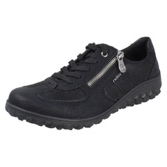 Womens Rieker Extra Wide Detailed Lace Up Trainers With Side Zip 59501