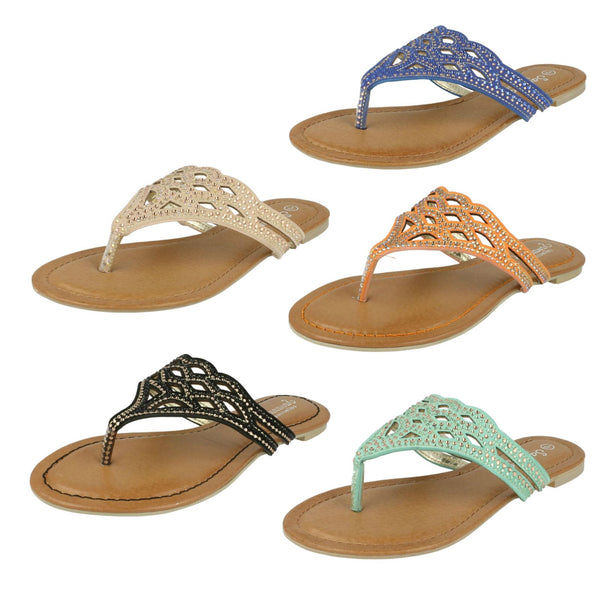 Ladies Savannah Jewelled Toe Post Sandals