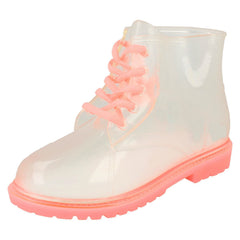 Girls Spot On Lace Up Jelly Boot