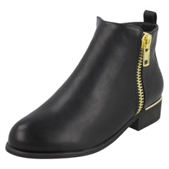 Girls Spot On Side Zip Ankle Boots H5068