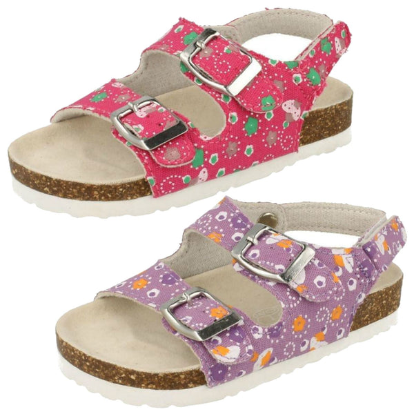 Girls Spot On Twin Buckle Strap Sandals