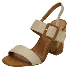 Ladies Spot On High Patchwork Heel Mule Sandals