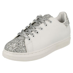 Ladies Spot On Lace Up Trainer Pump with Glitter