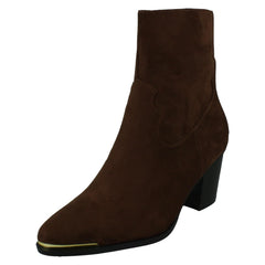 Ladies Spot On Mid Cuban Heel Cowboy Ankle Boots F51228