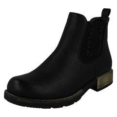 Ladies Spot On Chunky Low Heel Ankle Boots F51020