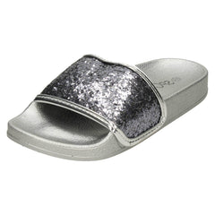 Girls Spot On Glitter Vamp Sliders