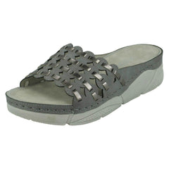 Ladies Spot On Mid Wedge Mules F10945