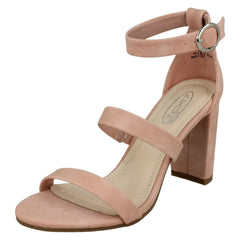 Ladies Spot On Double Strap High Heel Sandals