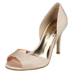 Ladies Anne Michelle Diamante Peep Toe High Heels