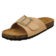 Ladies Spot On Buckle Detailed Mule Sandals F00413