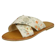 Ladies Savannah Cross Strap Patterned Mules