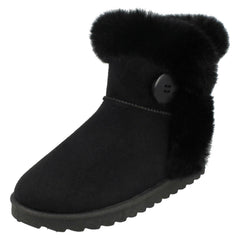 Girls Spot On Fur Trim/Lined Ankle Boots H4142