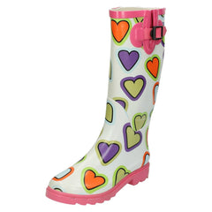 Ladies Spot On Heart Print Wellington Boots