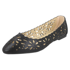 Ladies Spot On Flower Cut Out Ballerinas F80390