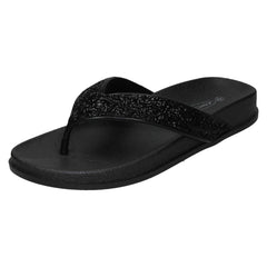 Ladies Spot On Glittery Toepost Flip Flops F00246