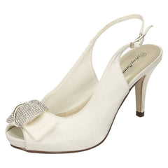 Ladies Anne Michelle Peep Toe Diamante Bow Court Shoes F10254