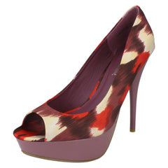 Ladies Spot On High Heel Platform Open Toe Court Shoe