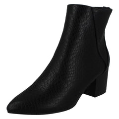 Ladies Spot On Block Heel Ankle Boot F51139