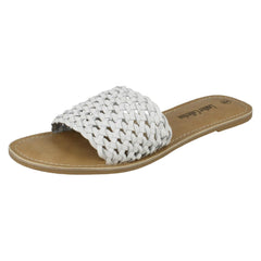 Ladies Leather Collection Flat Weave Mule Sandals