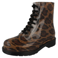 Ladies Spot On Chunky Heel Transparent Boots