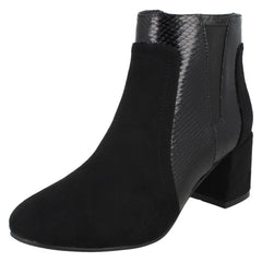 Ladies Spot On Chunky Heel Ankle Boots F51138