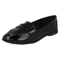 Ladies Spot On Flat Loafer Saddle Trim Wide Fit Shoes F80561