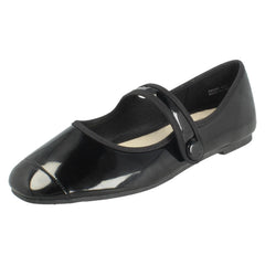 Ladies Savannah Flat Elasticated Strap Slip On Smart Shoes F80584