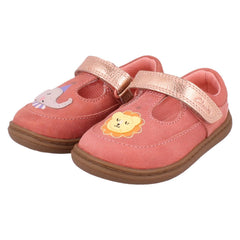 Girls Clarks Elephant And Lion Design T-Bar Shoes Flash Hats