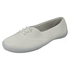 Ladies Spot On Canvas Flat Ballerina Pumps F8854