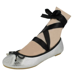 Ladies Spot On Tie Up Leg Ballerina Shoes