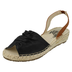 Ladies Flowers Wedge Heel Slingback Ruched Vamp Sandals