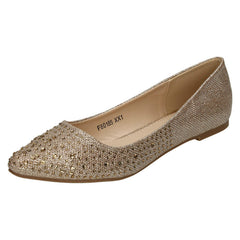 Ladies Anne Michelle Diamante Flat Ballet Shoe