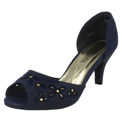 Ladies Spot On Peep Toe Slip On Court Shoe