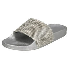 Ladies Spot On Diamante Sliders