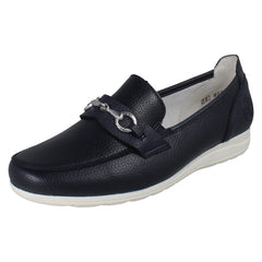 Womens Casual Flat Loafer Style Slip On Shoes With Chain Detailing L9355