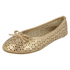 Girls Spot On Cut Out Detail Ballerina Flats