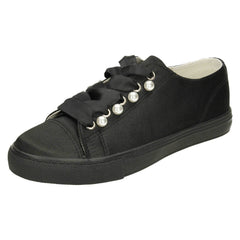 Ladies Spot On Ribbon Lace Up Pumps