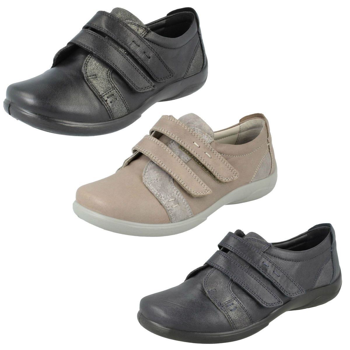 Ladies Padders Hook And Loop Shoes Piano – Blunts Shoes