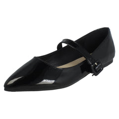 Ladies Savannah Pointed Toe Buckle Fastening Flat Smart Shoes F80586