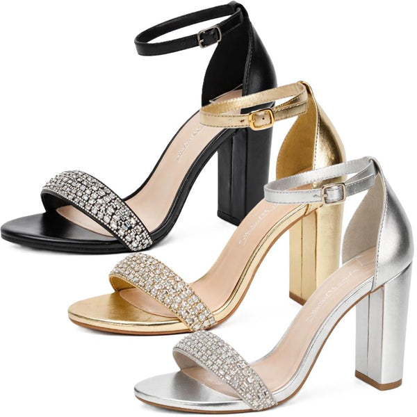 Ladies Anne Michelle Block High Heel Shoes F12046