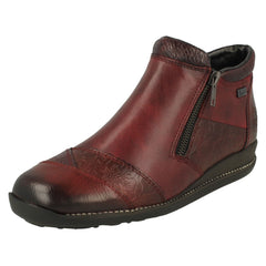 Ladies Rieker Floral Detailed Wedge Heeled Ankle Boots 44281