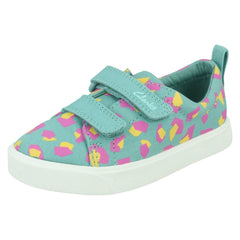Childrens Clarks Hook & Loop Fastening Canvas Shoes City Bright