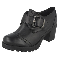 Girls Red Tag Chunky Heeled School Shoes