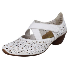 Ladies Rieker Hook And Loop Heeled Shoes 43773